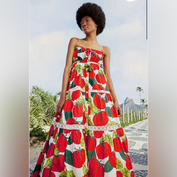 NWT FARM Rio Tomato Midi Dress - Picture 2 of 12